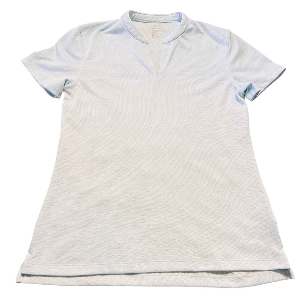 Nike Golf Women's Pastel Blue Athletic Outdoor Short Sleeve Shirt Dri Fit S